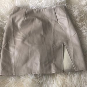 Stone Faux Leather Split Hem Mini